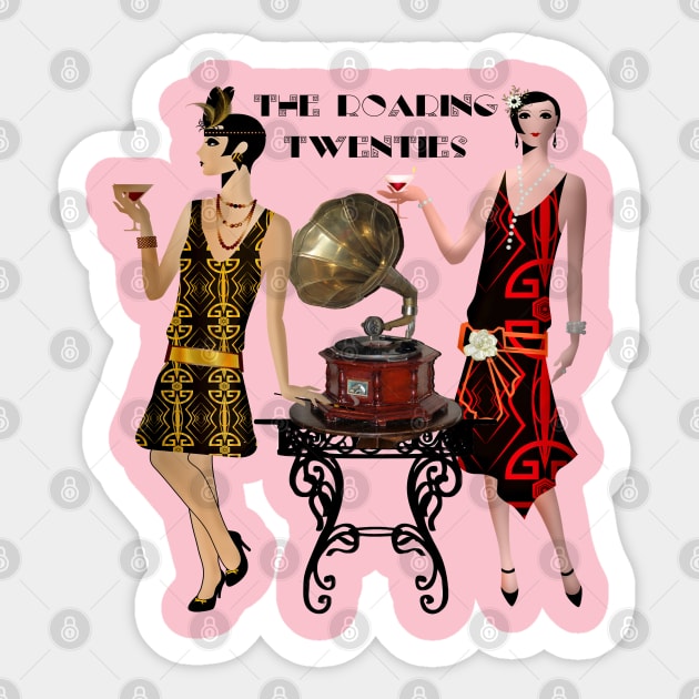 Roaring 20s Flappers Vintage Gramophone Sticker by STYLISH CROWD TEES